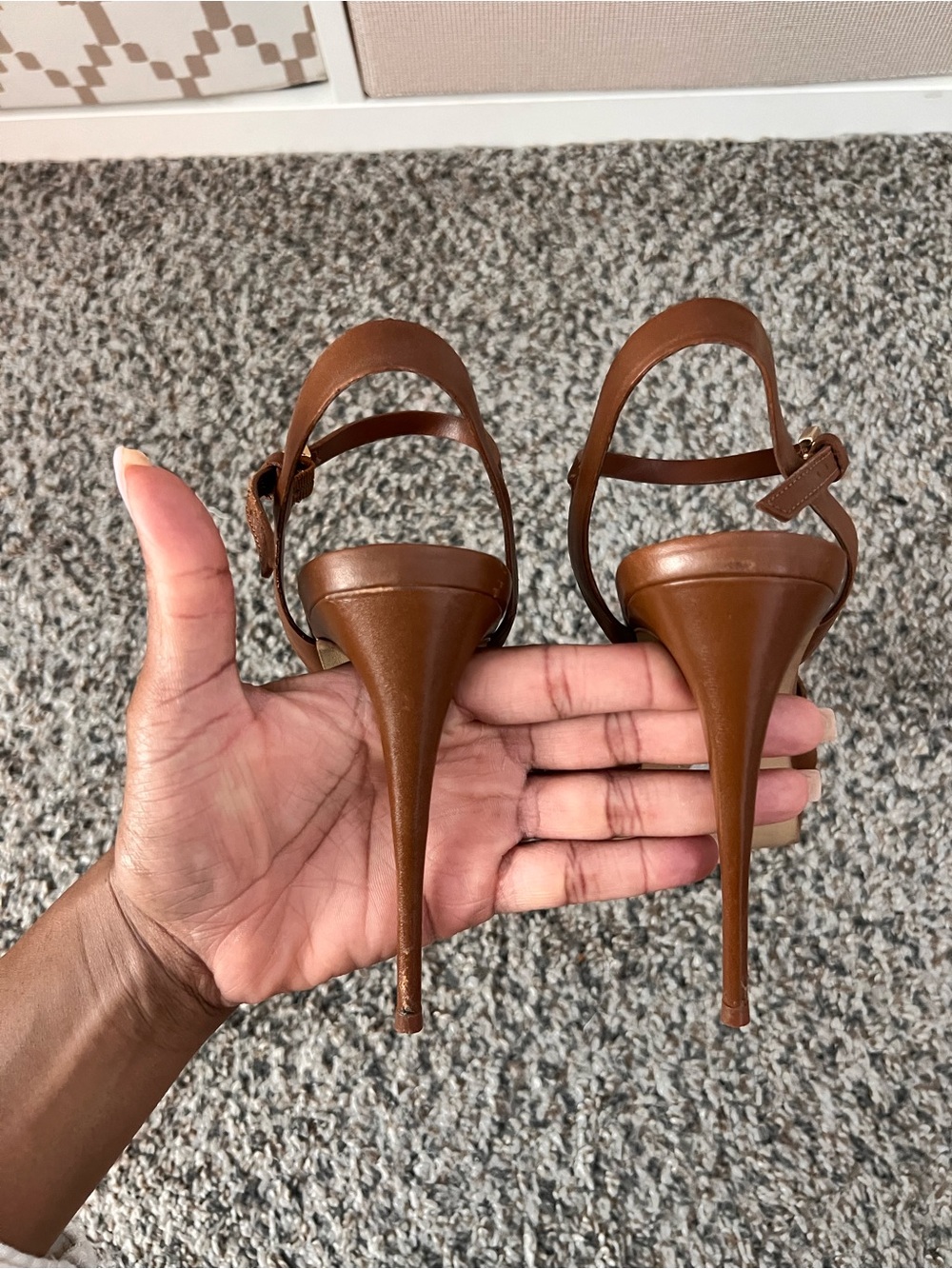 Aldo Brown Leather Strappy Heels - Picture 3 of 6